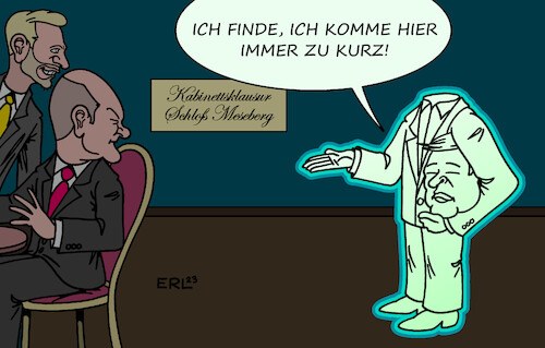 Cartoon: Der Geist von Meseberg (medium) by Erl tagged politik,regierung,koalition,ampel,spd,grüne,fdp,streit,heizungsgesetz,kindergrundsicherung,kabinettsklausur,kabinett,klausur,schloß,meseberg,teamgeist,geist,robert,habeck,kopf,kürzer,olaf,scholz,christian,lindner,karikatur,erl,politik,regierung,koalition,ampel,spd,grüne,fdp,streit,heizungsgesetz,kindergrundsicherung,kabinettsklausur,kabinett,klausur,schloß,meseberg,teamgeist,geist,robert,habeck,kopf,kürzer,olaf,scholz,christian,lindner,karikatur,erl