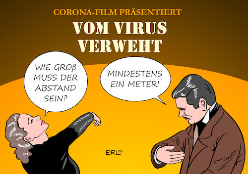 Cartoon: Der mit Abstand beste Film (medium) by Erl tagged politik,gesundheit,krankheit,infektion,corona,virus,coronavirus,covid19,angst,maßnahmen,quarantäne,abstand,menschen,einschränkung,kontakt,kuss,filmkuss,film,vom,winde,verweht,karikatur,erl,politik,gesundheit,krankheit,infektion,corona,virus,coronavirus,covid19,angst,maßnahmen,quarantäne,abstand,menschen,einschränkung,kontakt,kuss,filmkuss,film,vom,winde,verweht,karikatur,erl