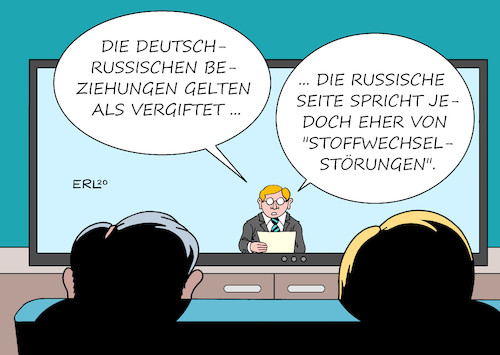 Cartoon: Deutsch-russische Beziehungen (medium) by Erl tagged politik,russland,opposition,kreml,kritiker,gegner,alexej,nawalny,vergiftung,vermutung,auftrag,billigung,präsident,putin,behandlung,deutschland,charite,berlin,beziehungen,vergiftet,stoffwechselstörung,karikatur,erl,politik,russland,opposition,kreml,kritiker,gegner,alexej,nawalny,vergiftung,vermutung,auftrag,billigung,präsident,putin,behandlung,deutschland,charite,berlin,beziehungen,vergiftet,stoffwechselstörung,karikatur,erl