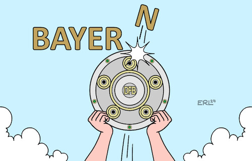 Cartoon: Deutscher Meister (medium) by Erl tagged politik,sport,fussball,bundesliga,deutscher,meister,bayer,04,leverkusen,ungeschlagen,ablösung,fc,bayern,münchen,rekordmeister,revolution,fussballhimmel,meisterschale,trainer,xabi,alonso,karikatur,erl,politik,sport,fussball,bundesliga,deutscher,meister,bayer,04,leverkusen,ungeschlagen,ablösung,fc,bayern,münchen,rekordmeister,revolution,fussballhimmel,meisterschale,trainer,xabi,alonso,karikatur,erl