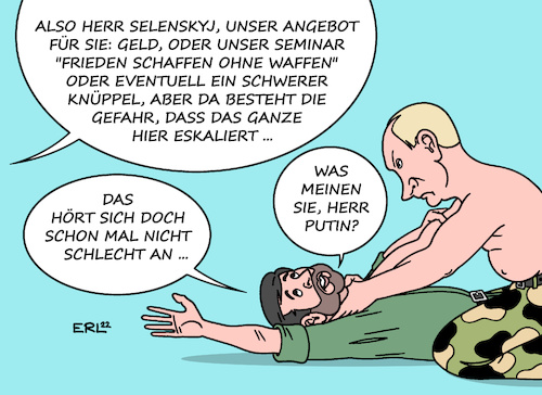 Cartoon: Deutschland handelt (medium) by Erl tagged politik,krieg,angriff,überfall,mordversuch,erwürgen,wladimir,putin,russland,ukraine,angebot,deutschland,geld,ostermärsche,frieden,schaffen,ohne,waffen,waffenlieferungen,gefahr,eskalation,karikatur,erl,politik,krieg,angriff,überfall,mordversuch,erwürgen,wladimir,putin,russland,ukraine,angebot,deutschland,geld,ostermärsche,frieden,schaffen,ohne,waffen,waffenlieferungen,gefahr,eskalation,karikatur,erl