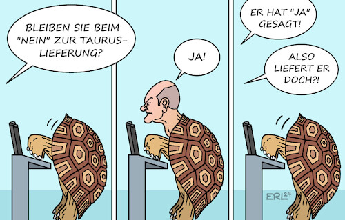 Cartoon: Die Diskussion geht weiter (medium) by Erl tagged politik,krieg,angriff,überfall,wladimir,putin,russland,ukraine,hilfe,deutschland,waffenlieferungen,geld,panzer,bundeskanzler,olaf,scholz,weigerung,lieferung,taurus,marschflugkörper,angst,kriegspartei,diskussion,drängen,forderung,schildkröte,karikatur,erl,politik,krieg,angriff,überfall,wladimir,putin,russland,ukraine,hilfe,deutschland,waffenlieferungen,geld,panzer,bundeskanzler,olaf,scholz,weigerung,lieferung,taurus,marschflugkörper,angst,kriegspartei,diskussion,drängen,forderung,schildkröte,karikatur,erl