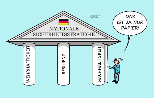 Cartoon: Die drei Säulen der Sicherheit (medium) by Erl tagged politik,bundeskabinett,nationale,sicherheitsstrategie,deutschland,sicherheit,stabilität,drei,säulen,wehrhaftigkeit,resilienz,nachhaltigkeit,bundeswehr,demokratie,klimawandel,thesen,papier,karikatur,erl,politik,bundeskabinett,nationale,sicherheitsstrategie,deutschland,sicherheit,stabilität,drei,säulen,wehrhaftigkeit,resilienz,nachhaltigkeit,bundeswehr,demokratie,klimawandel,thesen,papier,karikatur,erl