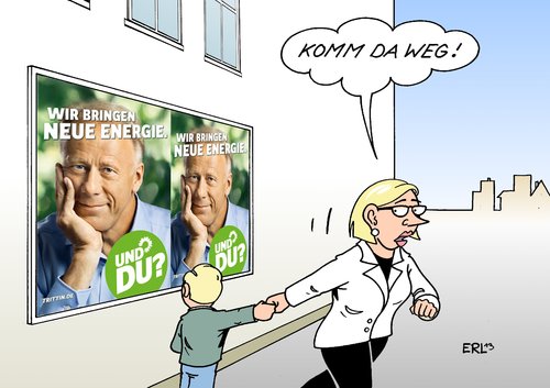 Cartoon: Die Grünen (medium) by Erl tagged jürgen,vorsitz,plakat,wahlkampf,bundestagswahl,aufarbeitung,verantwortung,vorwurf,pädophilie,strömung,vergangenheit,grüne,grünen,die,trittin,mutter,eltern,kind,sorge,die,grünen,vergangenheit,strömung,pädophilie