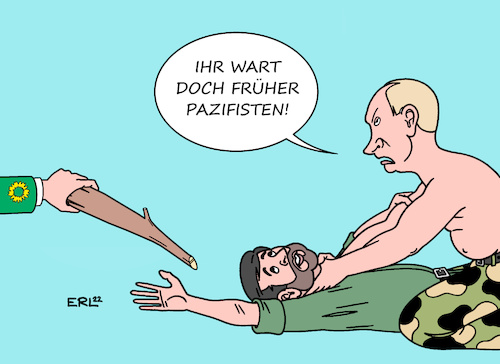 Cartoon: Die Grünen (medium) by Erl tagged politik,krieg,angriff,überfall,wladimir,putin,russland,ukraine,deutschland,diskussion,lieferung,schwere,waffen,waffenlieferung,grüne,dafür,spd,gespalten,bundeskanzler,olaf,scholz,vorsicht,angst,dritter,weltkrieg,atomkrieg,wolodymyr,selenskyj,karikatur,erl,politik,krieg,angriff,überfall,wladimir,putin,russland,ukraine,deutschland,diskussion,lieferung,schwere,waffen,waffenlieferung,grüne,dafür,spd,gespalten,bundeskanzler,olaf,scholz,vorsicht,angst,dritter,weltkrieg,atomkrieg,wolodymyr,selenskyj,karikatur,erl