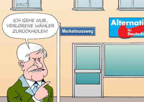 Cartoon: Dieser Wegwirdkeinleichtersein (medium) by Erl tagged politik,deutschland,streit,flüchtlingspolitik,asylmasterplan,ankerzentren,abschiebungen,zurückweisung,flüchtlinge,grenze,sicheres,herkunftsland,innenminister,horst,seehofer,csu,bundeskanzlerin,merkel,cdu,europa,eu,recht,gemeinsam,gipfel,wähler,zurückholen,afd,merkelmussweg,rechtspopulismus,nationalismus,karikatur,erl,politik,deutschland,streit,flüchtlingspolitik,asylmasterplan,ankerzentren,abschiebungen,zurückweisung,flüchtlinge,grenze,sicheres,herkunftsland,innenminister,horst,seehofer,csu,bundeskanzlerin,merkel,cdu,europa,eu,recht,gemeinsam,gipfel,wähler,zurückholen,afd,merkelmussweg,rechtspopulismus,nationalismus,karikatur,erl