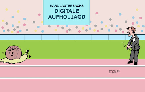 Cartoon: Digitale Aufholjagd (medium) by Erl tagged politik,gesundheit,digitalisierung,gesundheitsminister,larl,lauterbach,ampel,spd,elektronisches,rezept,digital,digitale,aufholjagd,schnecke,karikatur,erl,politik,gesundheit,digitalisierung,gesundheitsminister,larl,lauterbach,ampel,spd,elektronisches,rezept,digital,digitale,aufholjagd,schnecke,karikatur,erl