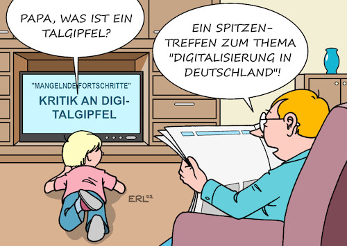 Cartoon: Digitalgipfel I (medium) by Erl tagged politik,gipfel,digitalgipfel,ausbau,fortschritt,digitalisierung,deutschland,entwicklungsland,berg,tal,karikatur,erl,politik,gipfel,digitalgipfel,ausbau,fortschritt,digitalisierung,deutschland,entwicklungsland,berg,tal,karikatur,erl