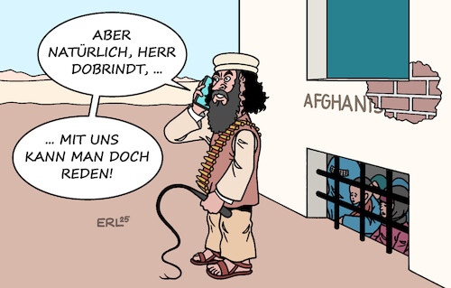 Cartoon: Dobrindt und die Taliban (medium) by Erl tagged politik,innenminister,dobrindt,asyl,abschiebungen,afghanistan,gespräche,taliban,unterdrückung,frauen,mädchen,karikatur,erl,politik,innenminister,dobrindt,asyl,abschiebungen,afghanistan,gespräche,taliban,unterdrückung,frauen,mädchen,karikatur,erl