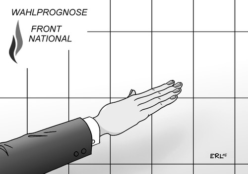 Cartoon: Düstere Prognose (medium) by Erl tagged frankreich,wahl,wahlen,departements,prognose,umfrage,front,national,rechtsextremismus,rechtsradikalismus,faschismus,aufwärts,arm,hitlergruß,marine,le,pen