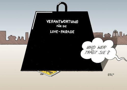 Cartoon: Duisburg (medium) by Erl tagged duisburg,loveparade,unglück,massenpanik,verantwortung,tragen,niemand,duisburg,loveparade,unglück,massenpanik,verantwortung,tragen,niemand,tote,tod,sterben,party,feier,untlück,unfall,veranstaltung,management,veranstalter,bürgermeister,profit,sicherheit,schuld,sauerland