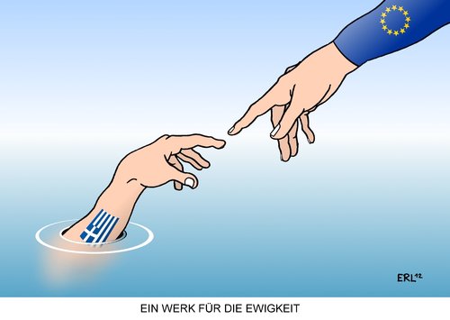 Cartoon: Ein Werk für die Ewigkeit (medium) by Erl tagged griechenland,eu,euro,schulden,krise,rettung,michelangelo,buonarotti,sixtinische,kapelle,fresko,deckenfresko,malerei,werk,ewigkeit,griechenland,eu,euro,schulden,krise,rettung,michelangelo,buonarotti,sixtinische,kapelle,fresko,deckenfresko,malerei,werk,ewigkeit