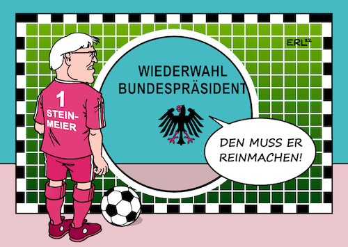 Cartoon: eine Hundertprozentige (medium) by Erl tagged politik,wahl,bundespräsident,wiederwahl,frank,walter,steinmeier,höchstwahrscheinlich,mehrheit,bundesversammlung,chance,hundertprozentige,torchance,torwand,fußball,karikatur,erl,politik,wahl,bundespräsident,wiederwahl,frank,walter,steinmeier,höchstwahrscheinlich,mehrheit,bundesversammlung,chance,hundertprozentige,torchance,torwand,fußball,karikatur,erl