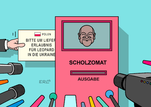 Cartoon: Eingabe (medium) by Erl tagged politik,krieg,angriff,überfall,russland,ukraine,bitte,hilfe,deutschland,lieferung,panzer,kampfpanzer,leopard,erlaubnis,polen,bundeskanzler,olaf,scholz,schweigen,zögern,scholzomat,eingabe,ausgabe,warten,karikatur,erl,politik,krieg,angriff,überfall,russland,ukraine,bitte,hilfe,deutschland,lieferung,panzer,kampfpanzer,leopard,erlaubnis,polen,bundeskanzler,olaf,scholz,schweigen,zögern,scholzomat,eingabe,ausgabe,warten,karikatur,erl