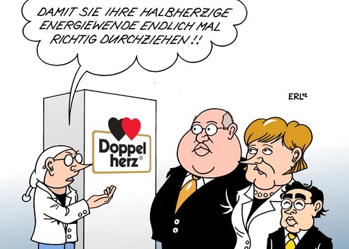 Cartoon: Energiewende (medium) by Erl tagged energiewende,atomausstieg,erneuerbare,energie,gesetz,windkraft,solarenergie,wasserkraft,regierung,koalition,schwarz,gelb,cdu,csu,fdp,bremser,halbherzig,energiegipfel,doppelherz,bürger,energiewende,atomausstieg,erneuerbare,energie,gesetz,windkraft,solarenergie,wasserkraft,regierung,koalition,schwarz,gelb,cdu,csu,fdp,bremser,halbherzig,energiegipfel,doppelherz,bürger