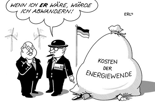 Cartoon: Energiewende Kosten (medium) by Erl tagged energiewende,kosten,verbraucher,strom,strompreis,ausnahme,industrie,abwanderung,umweltminister,peter,altmaier,energiegipfel,energie