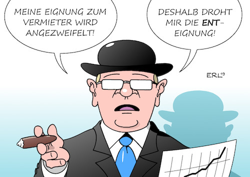 Cartoon: Enteignung (medium) by Erl tagged politik,wohnen,miete,mietpreise,explosion,spekulation,investoren,gewinn,profit,steigerungen,berlin,volksbegehren,enteignung,wohnungskonzerne,karikatur,erl,politik,wohnen,miete,mietpreise,explosion,spekulation,investoren,gewinn,profit,steigerungen,berlin,volksbegehren,enteignung,wohnungskonzerne,karikatur,erl