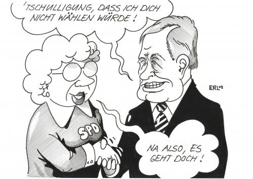 Cartoon: Entschuldigung (medium) by Erl tagged spd,clement,entschuldigung,partei,parteiausschluss,wahl,wählen,wolfgang clement,spd,andrea ypsilanti,partei,parteiausschluss,entschuldigung,wahl,wahlen,landtagswahl,arbeitsminister,agenda 2010,atomkraftausstieg,atomkraftausstiegskritik,ausschluss,bundesschiedskommission,energiepolitik,graf rotz,linke,linkenpartei,lobbyismus,lobbyist,nordrheinwestfalen,nrw,parteiausschlussverfahren,parteiaustritt,parteikritik,parteiordnungsverfahren,parteirausschmiss,parteirauswurf,parteischädigendes verhalten,rauswurf,rwe power ag,schröderianer,spd kritik,superminister,untersuchungsausschuss,versöhnungsappell,heuchelei,wolfgang,clement,andrea,ypsilanti,agenda,2010,graf,rotz,parteischädigendes,verhalten,rwe,power,ag,kritik