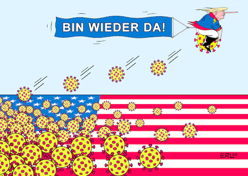 Cartoon: Er ist wieder da (medium) by Erl tagged politik,corona,virus,pandemie,covid19,usa,präsident,donald,trump,infektion,superspreader,weißes,haus,wahlkampf,lügen,baron,münchhausen,ritt,kanonenkugel,karikatur,erl,politik,corona,virus,pandemie,covid19,usa,präsident,donald,trump,infektion,superspreader,weißes,haus,wahlkampf,lügen,baron,münchhausen,ritt,kanonenkugel,karikatur,erl