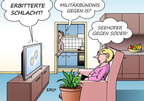 Cartoon: Erbitterte Schlacht (medium) by Erl tagged schlacht,mossul,irak,militärbündnis,irakische,armee,kurden,usa,kampf,is,islamischer,staat,machtkampf,csu,partei,parteivorsitz,ministerpräsident,bayern,horst,seehofer,markus,söder,berlin,bundeskabinett,posten,einfluss,abschiebung,karikatur,erl,schlacht,mossul,irak,militärbündnis,irakische,armee,kurden,usa,kampf,is,islamischer,staat,machtkampf,csu,partei,parteivorsitz,ministerpräsident,bayern,horst,seehofer,markus,söder,berlin,bundeskabinett,posten,einfluss,abschiebung,karikatur,erl