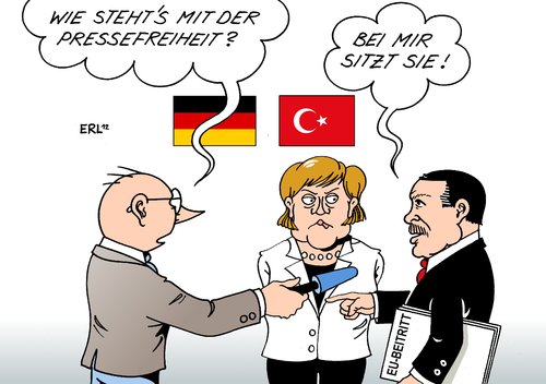 Cartoon: Erdogan (medium) by Erl tagged erdogan,türkei,besuch,deutschland,merkel,eu,beitritt,kandidat,reformen,menschenrechte,pressefreiheit,meinungsfreiheit,journalisten,haft,gefängnis,erdogan,türkei,besuch,deutschland,merkel,eu,beitritt,kandidat,reformen,menschenrechte,pressefreiheit,meinungsfreiheit,journalisten,haft,gefängnis