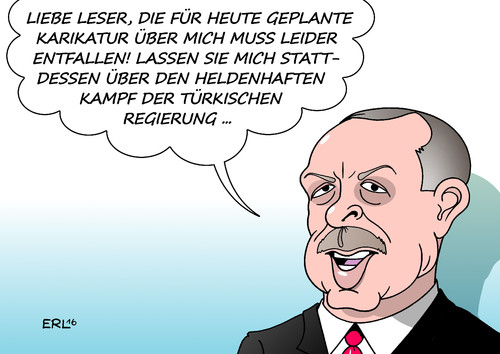 Cartoon: Erdogan (medium) by Erl tagged türkei,präsident,erdogan,pressefreiheit,zeitung,medien,unterdrückung,einflussnahme,verhaftung,journalisten,beschwerde,botschafter,deutschland,satire,ndr,karikatur,erl,türkei,präsident,erdogan,pressefreiheit,zeitung,medien,unterdrückung,einflussnahme,verhaftung,journalisten,beschwerde,botschafter,deutschland,satire,ndr,karikatur,erl