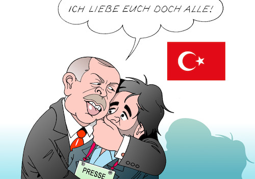 Cartoon: Erdogan (medium) by Erl tagged türkei,verhaftung,deniz,yücel,journalist,die,welt,vorwurf,terror,propaganda,präsident,erdogan,putsch,versuch,säuberung,verhaftungen,abbau,demokratie,meinungsfreiheit,pressefreiheit,freiheit,presse,medien,ddr,stasi,mielke,zitat,liebe,karikatur,erl,türkei,verhaftung,deniz,yücel,journalist,die,welt,vorwurf,terror,propaganda,präsident,erdogan,putsch,versuch,säuberung,verhaftungen,abbau,demokratie,meinungsfreiheit,pressefreiheit,freiheit,presse,medien,ddr,stasi,mielke,zitat,liebe,karikatur,erl