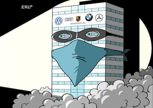 Cartoon: Erwischt (medium) by Erl tagged auto,automobilindustrie,deutschland,autobauer,selbstanzeige,volkswagen,vw,audi,porsche,bmw,daimler,kartell,absprachen,preise,kosten,zulieferer,technik,dieselgate,dieselaffäre,diesel,abgastest,manipulation,software,entwicklung,kriminalität,betrug,umwelt,gesundheit,verbraucher,schaden,standort,karikatur,erl,auto,automobilindustrie,deutschland,autobauer,selbstanzeige,volkswagen,vw,audi,porsche,bmw,daimler,kartell,absprachen,preise,kosten,zulieferer,technik,dieselgate,dieselaffäre,diesel,abgastest,manipulation,software,entwicklung,kriminalität,betrug,umwelt,gesundheit,verbraucher,schaden,standort,karikatur,erl