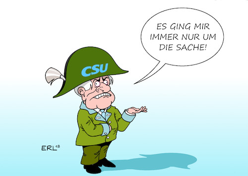 Cartoon: Es geht um die Sache (medium) by Erl tagged politik,deutschland,streit,flüchtlingspolitik,asylmasterplan,innenminister,horst,seehofer,csu,flüchtlinge,grenze,zurückweisung,national,alleingang,bundeskanzlerin,merkel,cdu,eu,recht,europa,treffen,gipfel,krisensitzung,drohung,rücktritt,verwirrung,regierungskrise,staatskrise,größenwahn,napoleon,sache,sachpolitik,kompromiss,karikatur,erl,politik,deutschland,streit,flüchtlingspolitik,asylmasterplan,innenminister,horst,seehofer,csu,flüchtlinge,grenze,zurückweisung,national,alleingang,bundeskanzlerin,merkel,cdu,eu,recht,europa,treffen,gipfel,krisensitzung,drohung,rücktritt,verwirrung,regierungskrise,staatskrise,größenwahn,napoleon,sache,sachpolitik,kompromiss,karikatur,erl