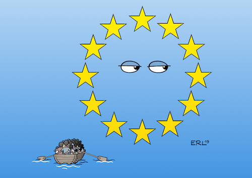 Cartoon: EU-Flüchtlingspolitik (medium) by Erl tagged politik,italien,innenminister,salvini,rechtspopulismus,rechtsextremismus,lega,nord,abschottung,flüchtlinge,mittelmeer,kriminalisierung,seenotrettung,leben,retten,werte,eu,flüchtlingspolitik,wegschauen,wegsehen,schande,karikatur,erl,politik,italien,innenminister,salvini,rechtspopulismus,rechtsextremismus,lega,nord,abschottung,flüchtlinge,mittelmeer,kriminalisierung,seenotrettung,leben,retten,werte,eu,flüchtlingspolitik,wegschauen,wegsehen,schande,karikatur,erl