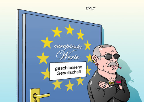 Cartoon: EU-Gipfel (medium) by Erl tagged eu,gipfel,europäische,union,werte,flüchtling,flüchtlingskrise,egoismus,grenzen,obergrenze,geschlossene,gesellschaft,türkei,türsteher,erdogan,karikatur,erl,eu,gipfel,europäische,union,werte,flüchtling,flüchtlingskrise,egoismus,grenzen,obergrenze,geschlossene,gesellschaft,türkei,türsteher,erdogan,karikatur,erl