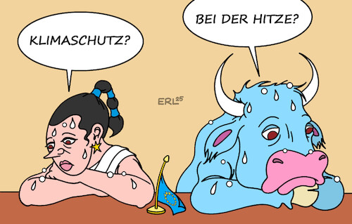 Cartoon: EU-Klimaschutz (medium) by Erl tagged politik,eu,klimaschutz,aufweichung,verwässerung,klima,klimawandel,erderwärmung,hitze,europa,stier,karikatur,erl,politik,eu,klimaschutz,aufweichung,verwässerung,klima,klimawandel,erderwärmung,hitze,europa,stier,karikatur,erl