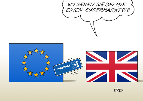 Cartoon: EU Großbritannien (medium) by Erl tagged eu,großbritannien,forderung,rückzahlung,wirtschaft,wirtschaftswachstum,supermarkt,payback,punkte,eu,großbritannien,forderung,rückzahlung,wirtschaft,wirtschaftswachstum,supermarkt,payback,punkte
