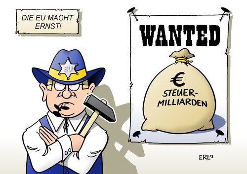 Cartoon: EU Steuerhinterziehung (medium) by Erl tagged eu,steuerhinterziehung,steuerflucht,schwarzgeld,steueroase,bekämpfung,europa,euro,wildwest,sheriff,fahndungsplakat,fahndung,steuerfahndung,steuerfahnder,hammer,nagel,eu,steuerhinterziehung,steuerflucht,schwarzgeld,steueroase,bekämpfung,europa,euro,wildwest,sheriff,fahndungsplakat,fahndung,steuerfahndung,steuerfahnder,hammer,nagel