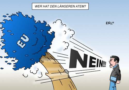 Cartoon: EU Tsipras (medium) by Erl tagged griechenland,regierung,neu,alexis,tsipras,konfrontation,eu,sparkurs,nein,atem,wind,sturm,baum,karikatur,erl,griechenland,regierung,neu,alexis,tsipras,konfrontation,eu,sparkurs,nein,atem,wind,sturm,baum