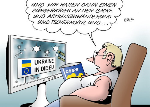 Cartoon: EU Ukraine (medium) by Erl tagged ukraine,protest,kiew,demonstration,zusammenstöße,regierung,opposition,kurs,russland,eu,bürgerkrieg,armutszuwanderung,tschernobyl,fremdenfeindlichkeit,ukraine,protest,kiew,demonstration,zusammenstöße,regierung,opposition,kurs,russland,eu,bürgerkrieg,armutszuwanderung,tschernobyl,fremdenfeindlichkeit