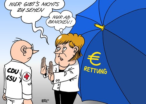 Cartoon: Euro-Rettung (medium) by Erl tagged eu,euro,krise,schulden,rettung,rettungsschirm,bundeskanzlerin,angela,merkel,kurs,zickzackkurs,geheimnis,transparenz,partei,koalition,regierung,cdu,csu,fdp,zustimmung,abnicken,eu,euro,krise,schulden,rettung,rettungsschirm,bundeskanzlerin,merkel,transparenz,partei,koalition,regierung,geheimnis,zickzackkurs