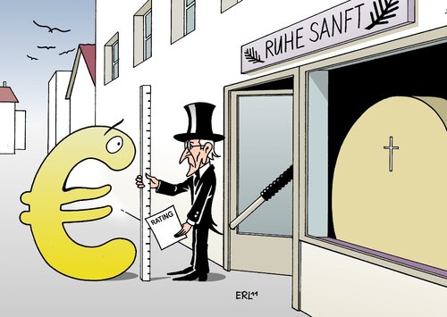 Cartoon: Euro (medium) by Erl tagged euro,ende,spekulation,krise,schulden,währung,währungsunion,rating,ratingagentur,euro,ende,krise,spekulation,schulden,währung,währungsunion,rating,ratingagentur
