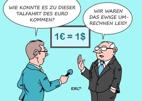 Cartoon: Euro Dollar (medium) by Erl tagged politik,finanzen,währung,euro,talfahrt,wert,dollar,energie,energiekrise,energiepreise,gas,knappheit,krieg,russland,ukraine,interview,umrechnen,karikatur,erl,politik,finanzen,währung,euro,talfahrt,wert,dollar,energie,energiekrise,energiepreise,gas,knappheit,krieg,russland,ukraine,interview,umrechnen,karikatur,erl