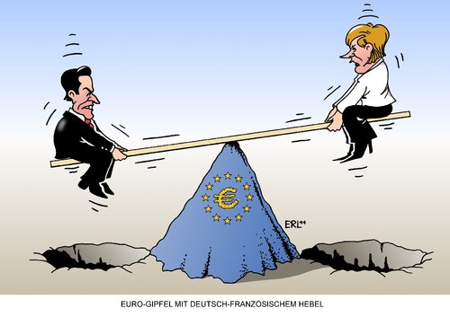 Cartoon: Euro Gipfel (medium) by Erl tagged euro,gipfel,krise,schulden,rettung,rettungsschirm,hebel,hebelwirkung,deutschland,frankreich,stabilität,tranfergemeinschaft,währung,währungsunion,staatsanleihen,griechenland,pleite,sarkozy,merkel,gipfel,krise,schulden,rettungsschirm,hebel,hebelwirkung,deutschland,euro,tranfergemeinschaft,stabilität,frankreich,griechenland,währungsunion,währung