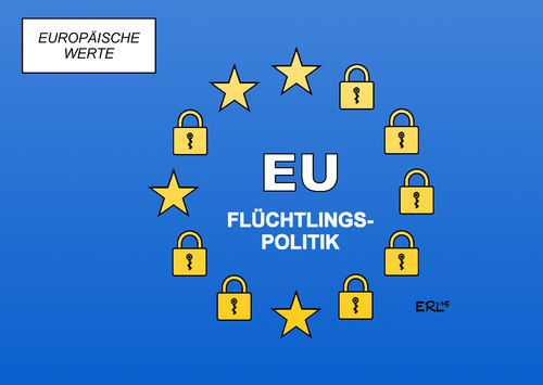 Cartoon: Europäische Werte (medium) by Erl tagged flüchtlinge,mittelmeer,boot,syrien,irak,afrika,bürgerkrieg,krieg,asyl,europa,eu,quote,scheitern,egoismus,werte,vorhängeschloss,karikatur,erl,flüchtlinge,mittelmeer,boot,syrien,irak,afrika,bürgerkrieg,krieg,asyl,europa,eu,quote,scheitern,egoismus,werte,vorhängeschloss