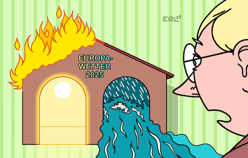 Cartoon: Europawetter (medium) by Erl tagged politik,klima,klimawandel,extremwetter,hitze,dürre,unwetter,regen,starkregen,europa,wetterhäuschen,karikatur,erl,politik,klima,klimawandel,extremwetter,hitze,dürre,unwetter,regen,starkregen,europa,wetterhäuschen,karikatur,erl
