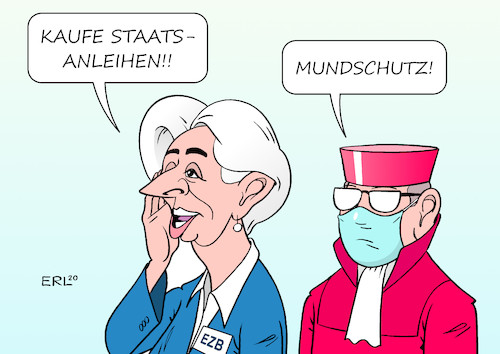 Cartoon: EZB (medium) by Erl tagged politik,ezb,europäische,zentralbank,mario,draghi,christine,lagarde,eurokrise,programm,aufkauf,staatsanleihen,deflation,inflation,bundesverfassungsgericht,bvg,karlsruhe,urteil,teilweise,verfassungswidrig,bundesregierung,bundestag,parlament,corona,pandemie,mundschutz,maskenpflicht,karikatur,erl,politik,ezb,europäische,zentralbank,mario,draghi,christine,lagarde,eurokrise,programm,aufkauf,staatsanleihen,deflation,inflation,bundesverfassungsgericht,bvg,karlsruhe,urteil,teilweise,verfassungswidrig,bundesregierung,bundestag,parlament,corona,pandemie,mundschutz,maskenpflicht,karikatur,erl