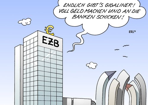 Cartoon: EZB Gigaliner (medium) by Erl tagged ezb,europäische,zentralbank,euro,schulden,krise,banken,hilfe,rettung,geld,lastwagen,lkw,ladung,gigaliner,versuch,ezb,europäische zentralbank,euro,schulden,krise,banken,rettung,geld,lastwagen,ladung,europäische,zentralbank