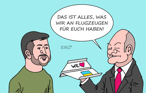 Cartoon: F16 (medium) by Erl tagged politik,krieg,angriff,überfall,russland,ukraine,präsident,selenskyj,wunsch,kampfflugzeuge,bundeskanzler,olaf,scholz,absage,f16,papierflieger,botschaft,unterstützung,karikatur,erl,politik,krieg,angriff,überfall,russland,ukraine,präsident,selenskyj,wunsch,kampfflugzeuge,bundeskanzler,olaf,scholz,absage,f16,papierflieger,botschaft,unterstützung,karikatur,erl