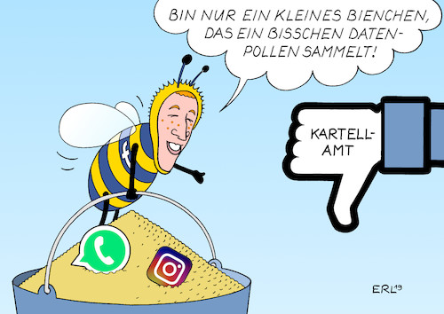 Cartoon: Facebook (medium) by Erl tagged politik,internet,social,media,soziale,netzwerke,facebook,daten,datensammeln,whatsapp,instagram,macht,marktmacht,kartellamt,mark,zuckerberg,biene,pollen,karikatur,erl,politik,internet,social,media,soziale,netzwerke,facebook,daten,datensammeln,whatsapp,instagram,macht,marktmaht,kartellamt,mark,zuckerberg,biene,pollen,karikatur,erl