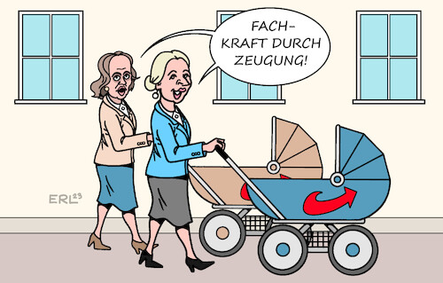 Cartoon: Fachkräfte (medium) by Erl tagged politik,einwanderung,zuwanderung,fachkräfte,fachkraft,bundestag,gesetz,afd,kinder,deutsche,alice,weidel,beatrix,von,storch,kinderwagen,karikatur,erl,politik,einwanderung,zuwanderung,fachkräfte,fachkraft,bundestag,gesetz,afd,kinder,deutsche,alice,weidel,beatrix,von,storch,kinderwagen,karikatur,erl