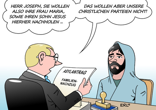 Cartoon: Familiennachzug I (medium) by Erl tagged flüchtlinge,deutschland,streit,regierung,koalition,familiennachzug,cdu,csu,christlich,partei,heilige,familie,jesus,maria,joseph,kind,mutter,vater,vaterschaft,asyl,asylrecht,asylantrag,karikatur,erl,flüchtlinge,deutschland,streit,regierung,koalition,familiennachzug,cdu,csu,christlich,partei,heilige,familie,jesus,maria,joseph,kind,mutter,vater,vaterschaft,asyl,asylrecht,asylantrag,karikatur,erl