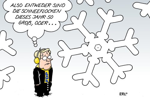 Cartoon: FDP (medium) by Erl tagged fdp,umfragewerte,absturz,klein,schnee,schneeflocke,groß,relativ,westerwelle,fdp,umfragewerte,absturz,schnee,schneeflocke,guido westerwelle,guido,westerwelle