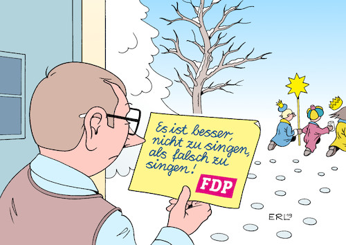 Cartoon: FDP (medium) by Erl tagged politik,partei,fdp,liberale,dreikönigstreffen,bundestagswahl,regierung,koalition,verhandlungen,jamaika,schwarz,grün,gelb,ausstieg,regieren,richtig,falsch,nicht,christian,lindner,heilige,drei,könige,kaspar,melchior,balthasar,sternsinger,singen,karikatur,erl,politik,partei,fdp,liberale,dreikönigstreffen,bundestagswahl,regierung,koalition,verhandlungen,jamaika,schwarz,grün,gelb,ausstieg,regieren,richtig,falsch,nicht,christian,lindner,heilige,drei,könige,kaspar,melchior,balthasar,sternsinger,singen,karikatur,erl